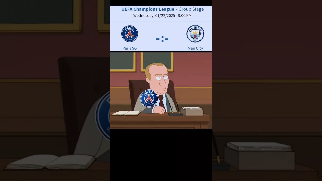 UCL 24/25 League Phase Matchday PSG vs Manchester City funny prediction memes