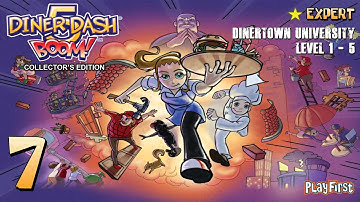 Diner Dash 5: BOOM! (PC) - 1080p60 HD Walkthrough Part 7 - DinerTown University, Level 1 to 5