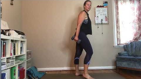 Squat hold with bicep curl to pushups