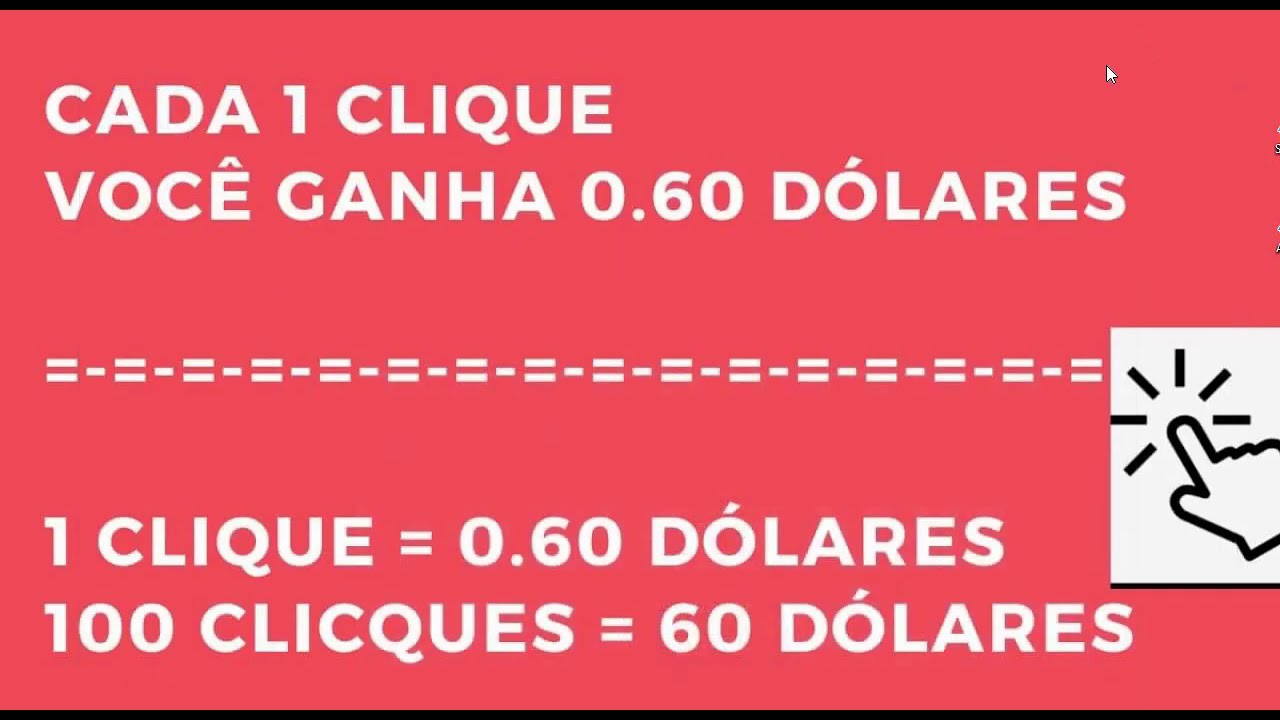 Ganhar dinheiro na internet | Seja pago 0,60 doláres para cada clique (642 reais por dia)