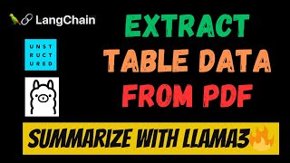 extract table info from pdf & summarise it using llama3 via ollama | langchain