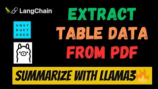 Extract Table Info From PDF & Summarise It Using Llama3 via Ollama | LangChain