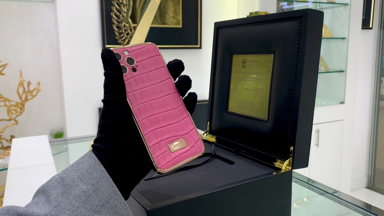 Leronza Luxury Rose Gold iPhone 12 Pro PINK Crocodile Leather