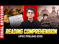 READING COMPREHENSION - FINAL REVISION One Shot 🔥 | for UPSC Prelims 2026
