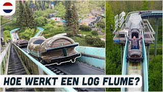 How does a Log Flume Ride work?  | Backstage Water Ride in Walibi Holland!