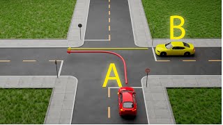 Which CAR Should PASS The Intersection FIRST USA Driving Tests and Road Rules