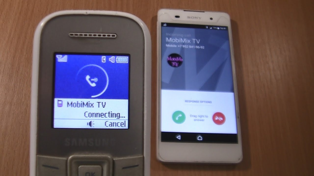 Incoming call & Outgoing call at the Same Time Samsung 1200M White + Sony Xperia E5