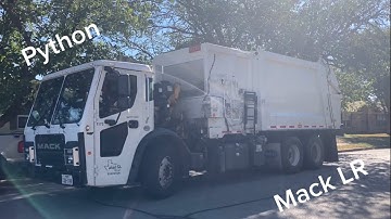 Mack LR Heil DuraPack Python Garbage Truck Collecting Trash