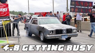 HORSEPOWER WARS 4.8 LS SWAPPED CUTLASS  AND A SUMMIT RACING TURBO RUNS 5.90s AT LIGHTS PUT 11!