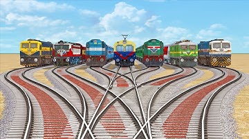 7 LINE BRANCHED DIAMOND RAILROAD CROSSING | Trains Crossing Bumpy Tracks | Train Simulator #railroad