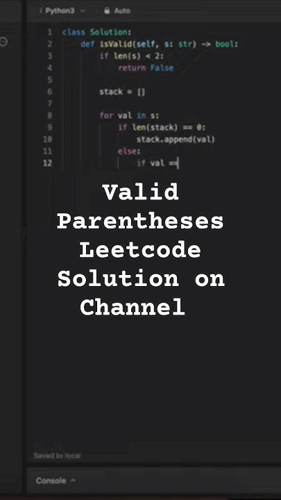 Valid Parentheses Leetcode Solution Python #leetcode #coding #python # ...
