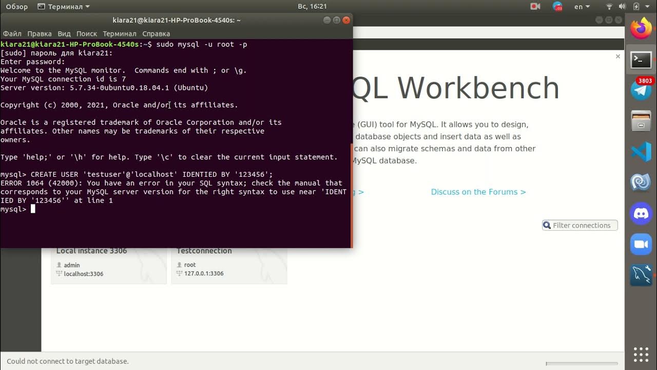 How to fix problem with connection to database (access denied for user ...