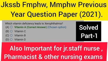 Jkssb Fmphw, Mmphw Previous year Question paper (2021) || CBT Based || Solved Paper (Part 1)