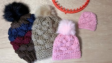 How to LOOM Knit a Hat -The Textured Ribbon Stitch aka The Brickwall