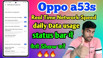 How To Show Network Speed On Status Bar Oppo A53s| Oppo a53s Network Speed