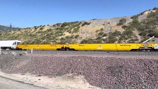 UP 6865 Leads Eastbound Manifest Meets BNSF 7355 Leads Westbound Spine Train  at Blue Cut CA