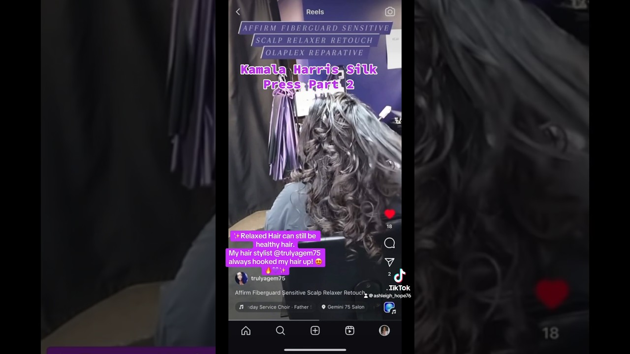 Watch Healthy Relaxed Hair/ Kamala Silk Press 😍🔥💜✨ on YouTube Watch Healthy Relaxed Hair/ Kamala Silk Press 😍🔥💜✨ on YouTube