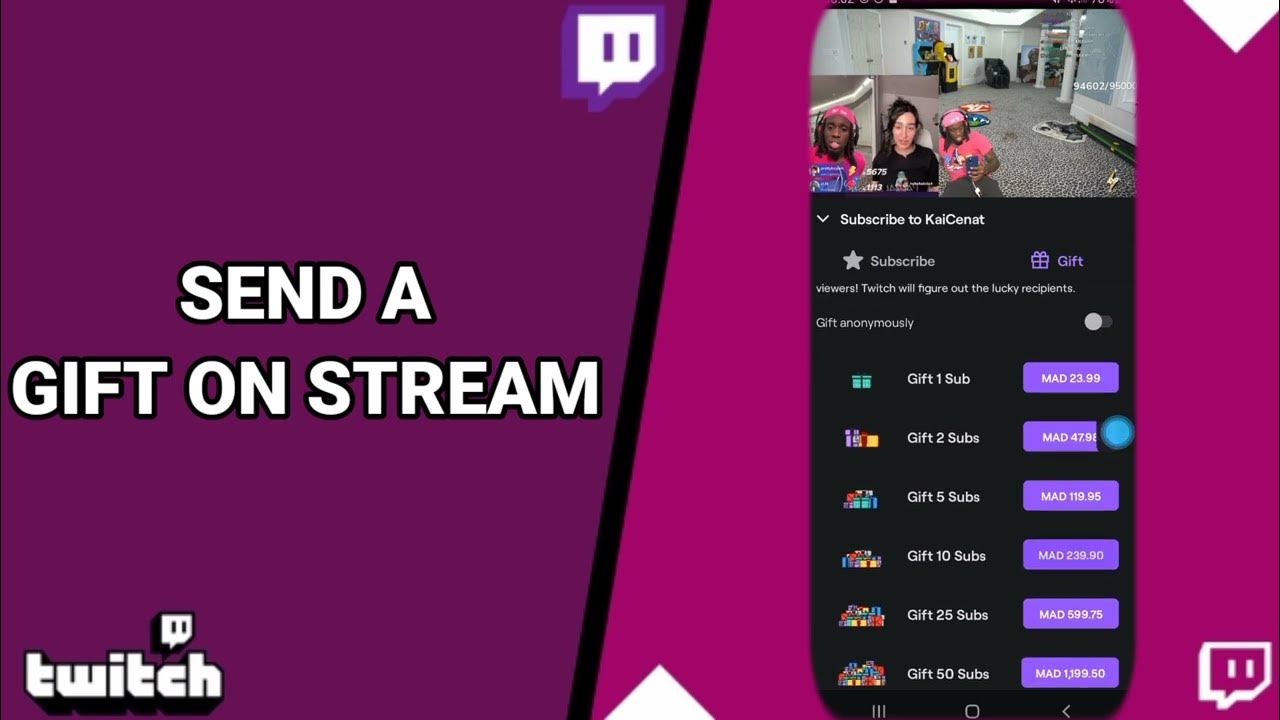 How To Send A Gift On Stream On Twitch Live Game Streaming App YouTube