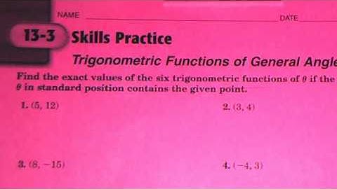 5-3 (13-3 Skills Practice) Trig Functions of General Angles