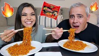 EXTREME SPICY RAMEN CHALLENGE!! + with TRIVIA | Steph Pappas