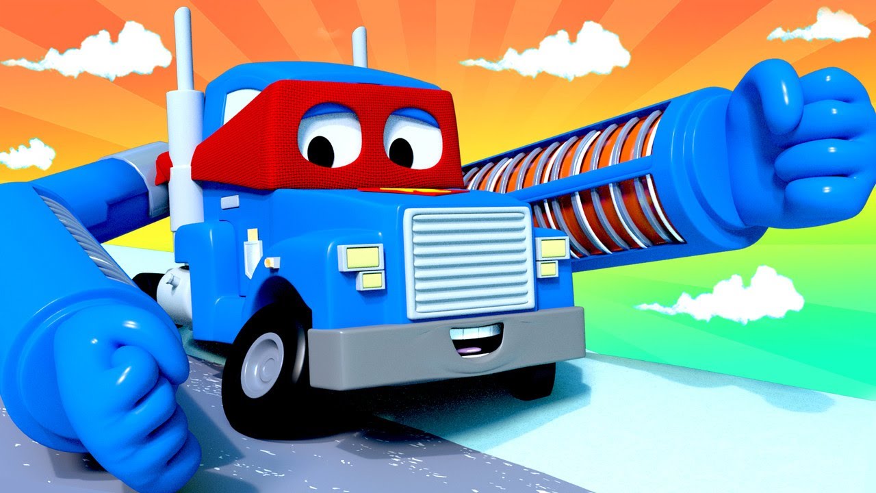 Carl der Super Truck - Jurassic - Spezial Folge: T-Rex Roboter Lastwagen - Cartoons für Kinder 🚓 🚒