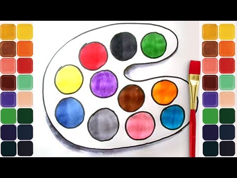 Learn Colors with Drawing and Water Coloring Color Palette For