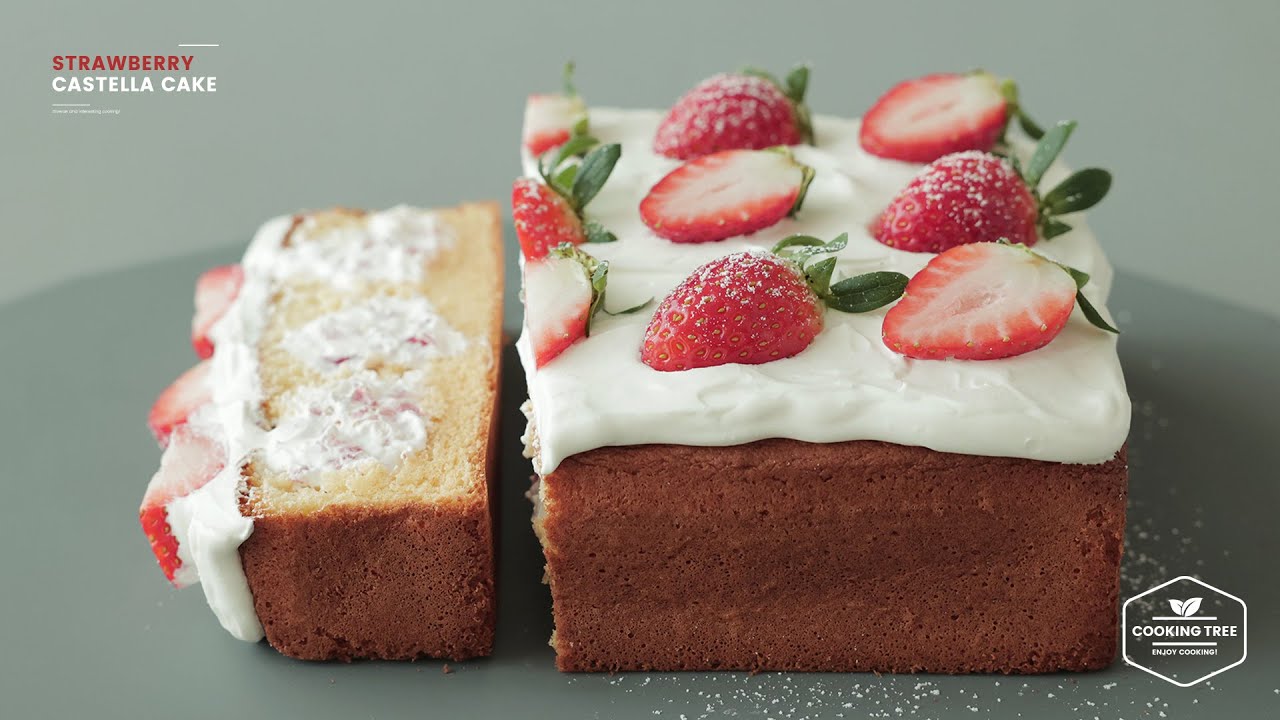어제 먹었는데 오늘 또 생각나요~😍 딸기 생크림 카스테라 케이크 만들기 : Strawberry Cream Castella Cake Recipe | Cooking tree