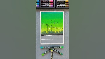 Easy Sunset & Power Lines Landscape | Oil Pastel Drawing for Beginners | Step by Step Art Tutorial