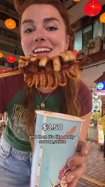 Everything I ate at a night market in Hong Kong! #foodie #shorts #hongkong #streetfood #nightmarket