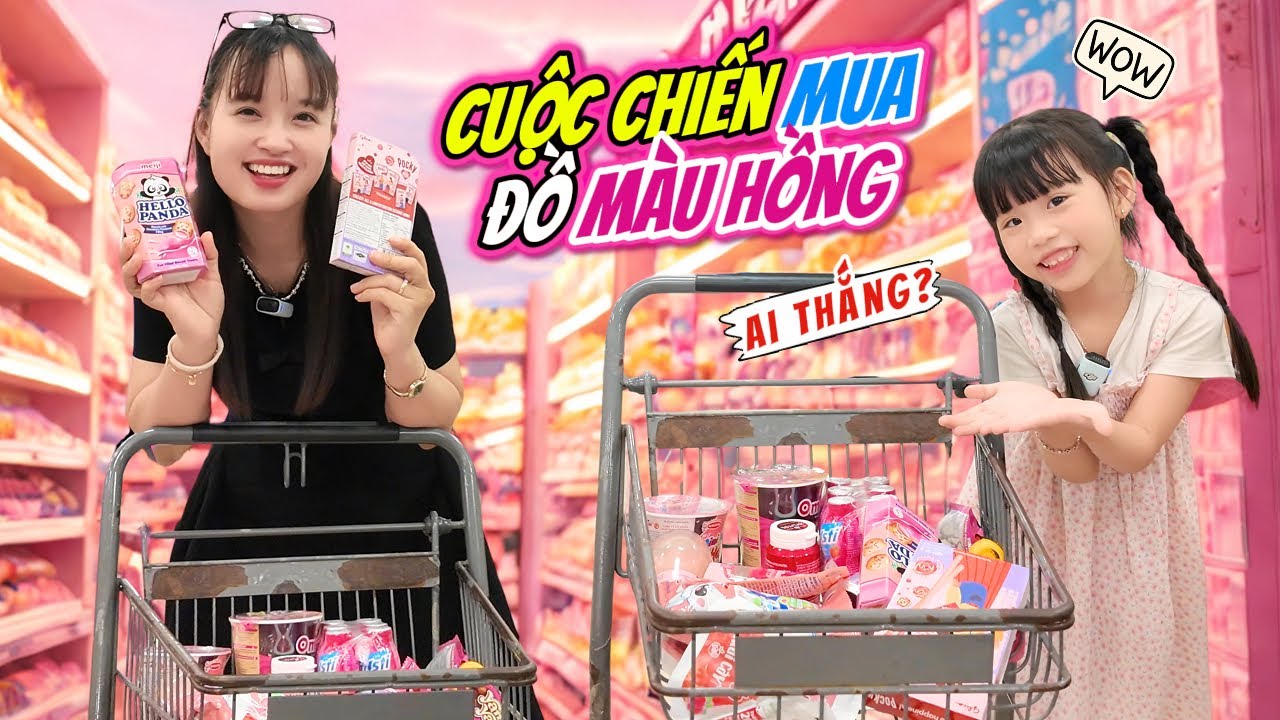 MiMi, MiLo, Mẹ Huế, Bố Hoàng Mua Đồ Màu Hồng Trong Siêu Thị Dưới 50k! Ai Sẽ Thắng?