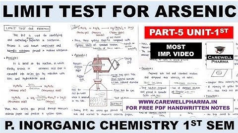 Limit Test For Arsenic | Limit Test | Part 5 U 1 | Pharmaceutical Inorganic Chemistry 1st semester