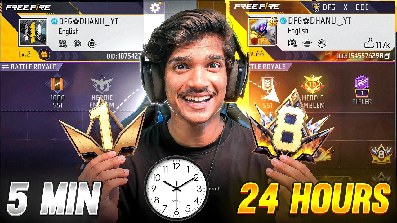 PRIME 8 in Just 24 Hours 😱🔥 | Noob to Pro ID Challenge | Free Fire Telugu #dfg #freefire