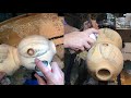 woodturning - Wood lamp shade. Abat-jour en bois, tournage sur bois.