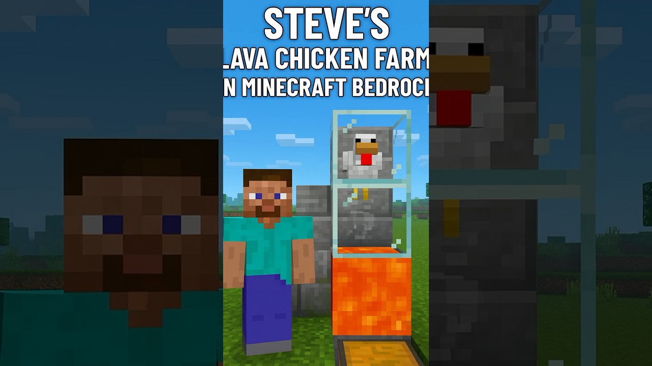 Steve’s Lava Chicken Farm in Minecraft Bedrock 🐔🔥 