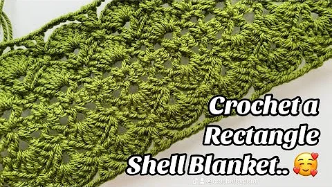 CROCHET PATTERN - RECTANGLE SHELL STITCH  Easy Step by step Tutorial for Blankets & More US Terms
