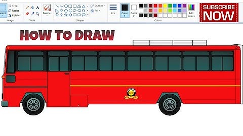 Drawing ST Bus on computer using Ms Paint in easy steps | MSRTC Bus drawing | How to draw a Bus.