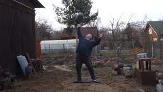 СЕЗОН ТРЕНИРОВОК НА УЛИЦЕ ОТКРЫТ!ЖИМ КАМНЯ 59 КГ ВЕРТИКАЛЬНО 59 KG STONE PRESS VERTICALLY