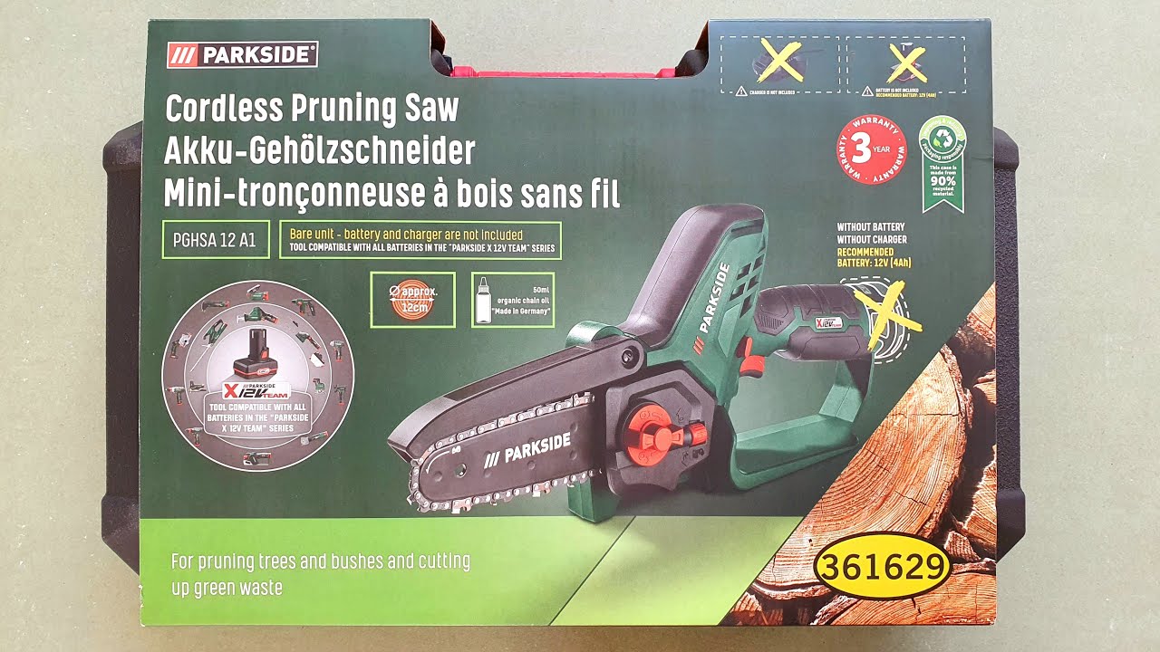 LIDL mini-tronconneuse PARKSIDE PGHSA 12 A1 X12VTEAM Cordless Pruning Saw  mini chainsaw 