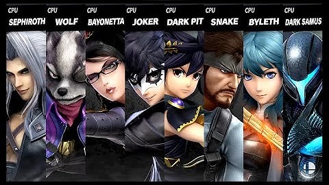 Sephiroth VS Wolf VS Bayonetta VS Joker VS Dark Pit VS Snake VS Byleth VS Dark Samus Smash Ultimate