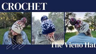 Crochet The Vieno Hat, stranded color work crochet beanie tutorial