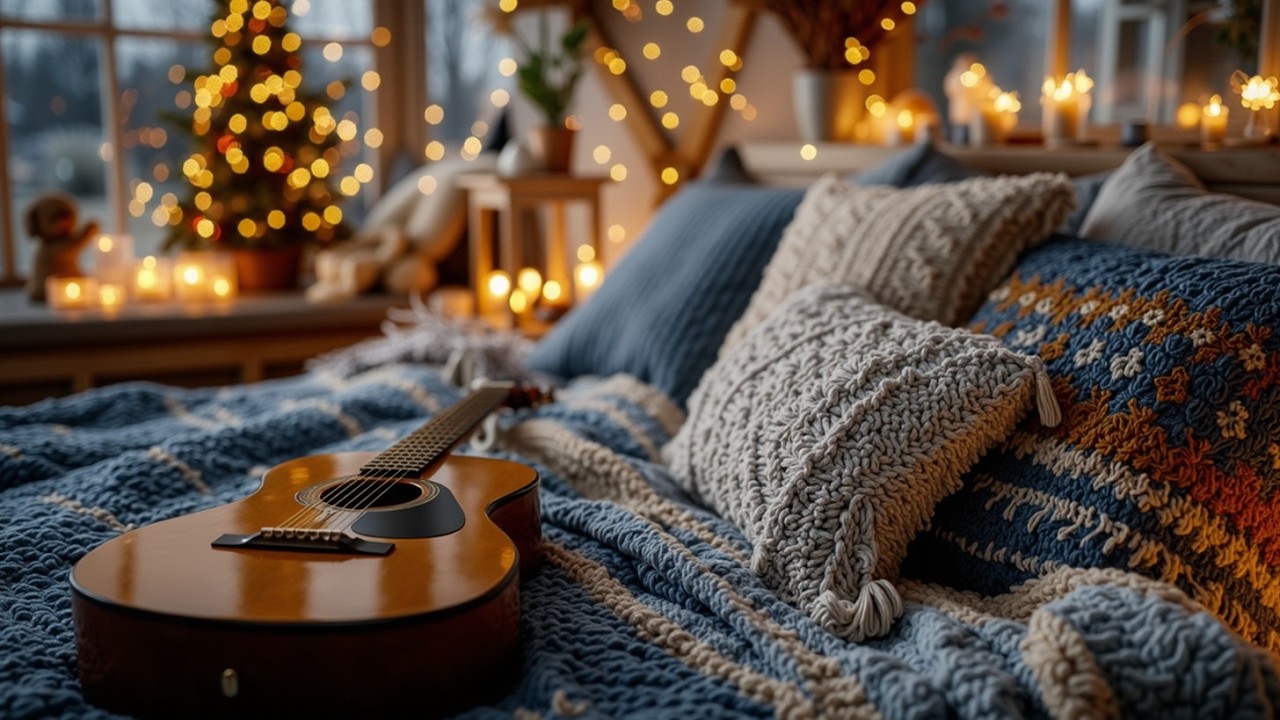 Уютная акустическая гитара зимняя музыка релаксация гитарные сессии