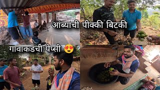 आंब्याची बिटकी पिकली - पिक्क्या आंब्याची कमी नाही । गावाकडची पेप्सी | Mango in Kokan, Enjoying Pepsi