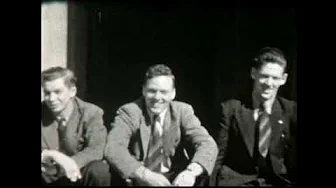 40s home movies - people, lawn mowing, tennis, airplane ride