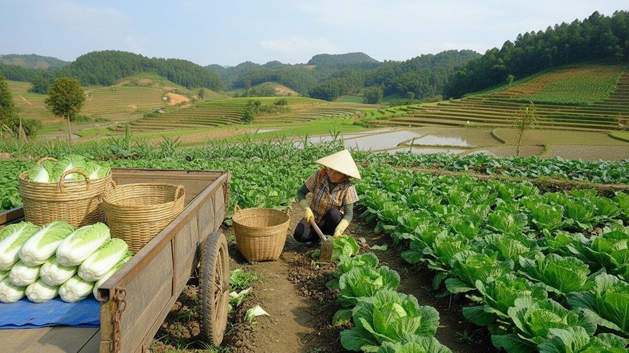 Harvesting Napa Cabbage After 75 Days | From Garden to Market, Cooking and Raising Poultry