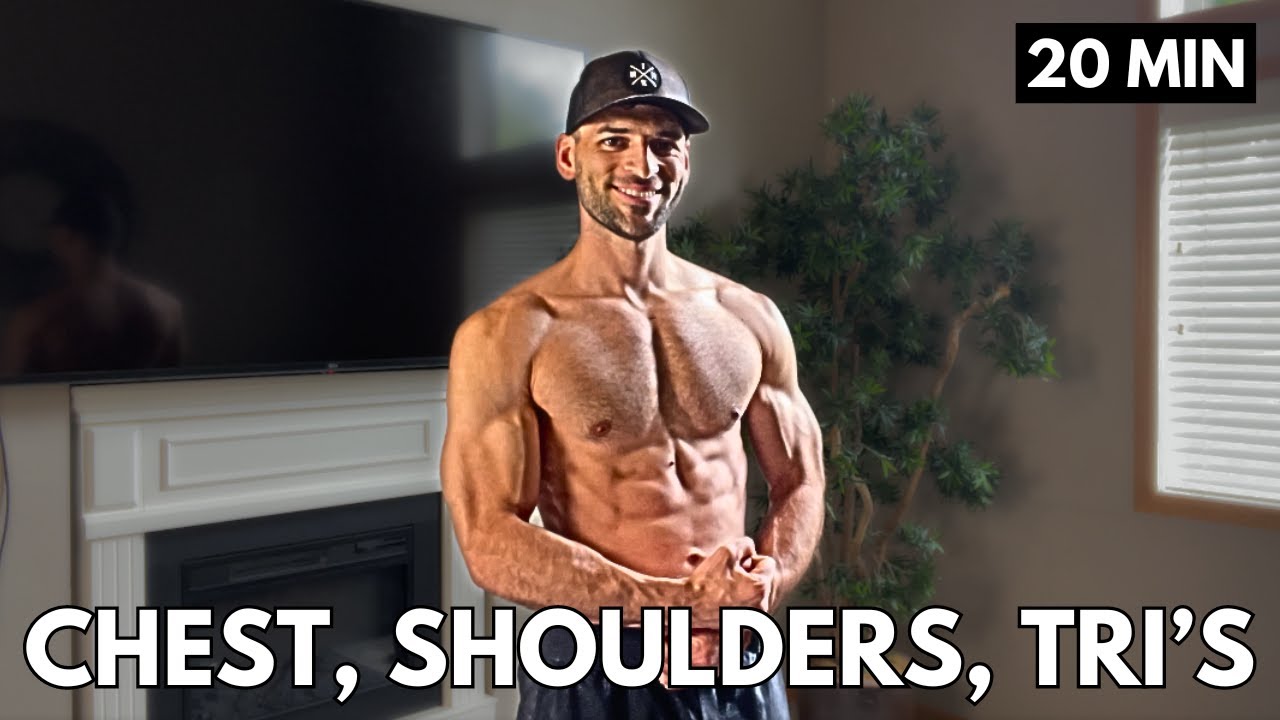 20 Min Chest, Tricep, and Shoulders Workout with Only Dumbbells | Upper ...