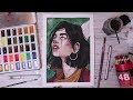 Painting my OC in Watercolours Process // MozArt watercolour palette