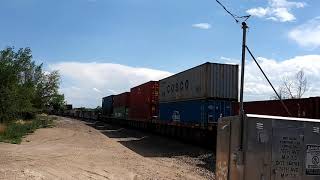 2 BNSF DASH 9-44CW #4008 & #5331 lead the S-OMATAC stack train passing M.P. 7.0 on the BNSF FRS.
