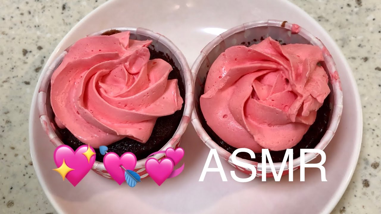 Valentine’s Day Chocolate Cupcakes ASMR Mukbang Eating Sound No