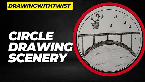 Circle Scenery drawing | Pencil drawing in Circle step by step/Easy circle drawing/Drawingwithtwist