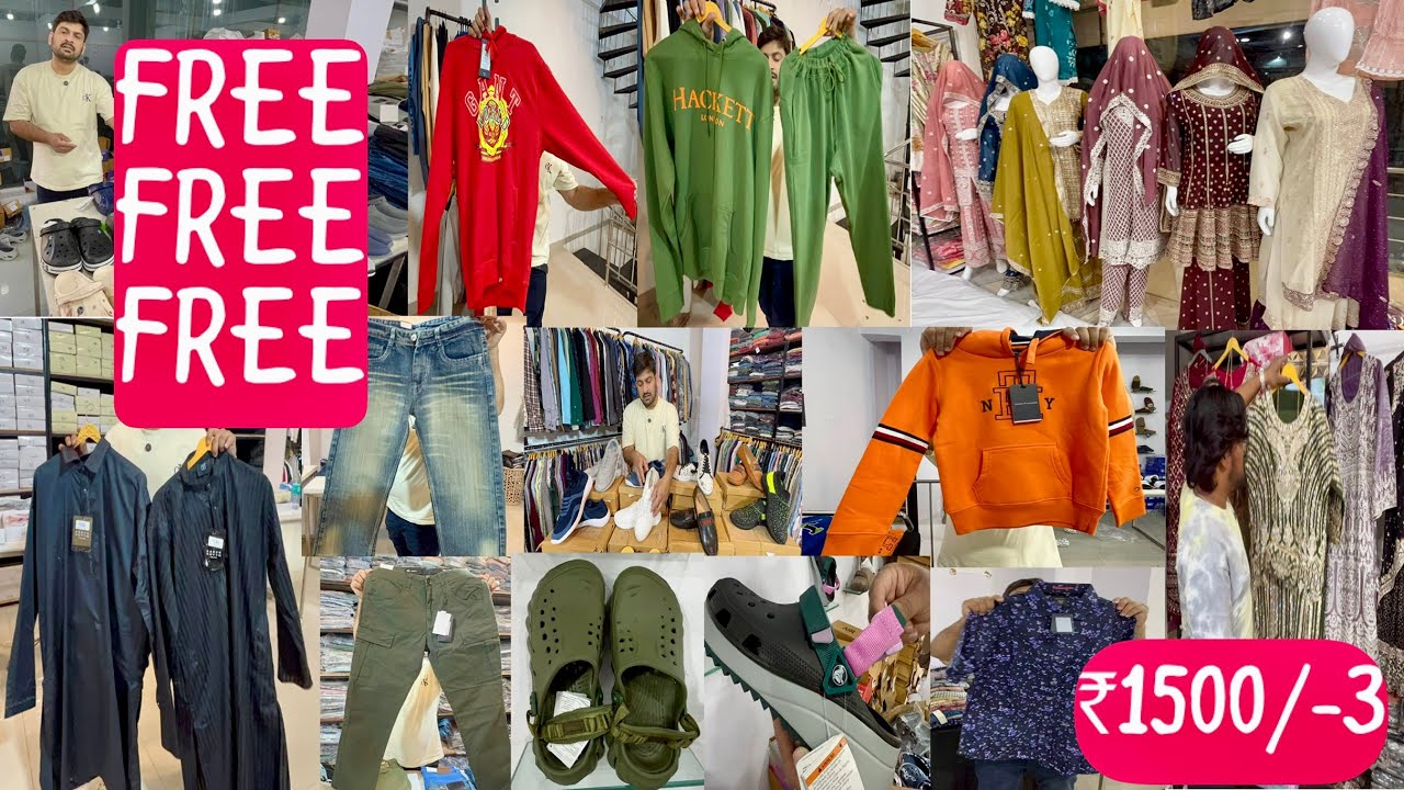 Hyderabad Biggest 😱brand4budget Biggest Ramzan😱sale 🛍️1500/-3 Shirts/Shoes free free😱#viralvideo 🔥🔥